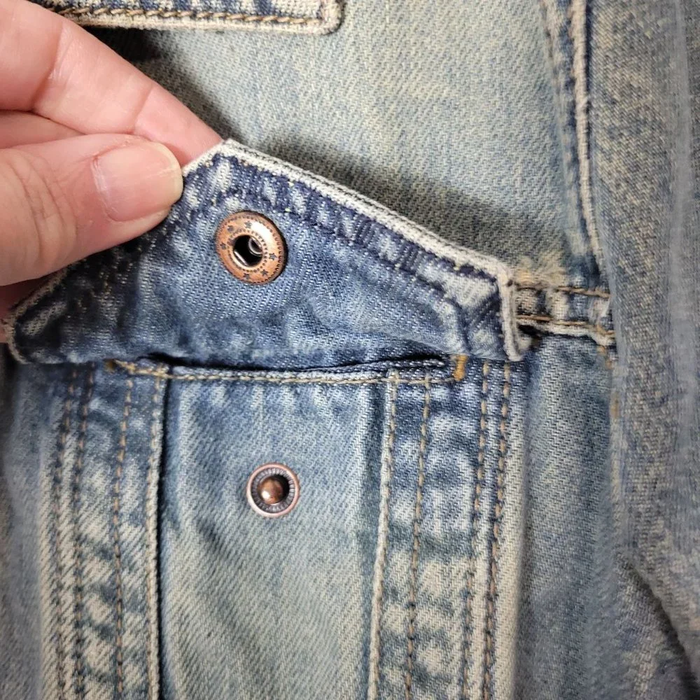 Abercrombie & Fitch Big Girls Size L Snap-Up Denim Jean Jacket Blue